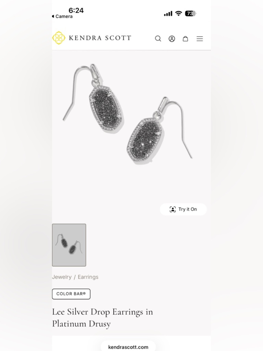 Kendra Scott - Lee - Sterling Silver- Platinum Druzy Drop Earrings